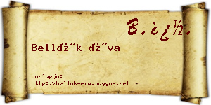 Bellák Éva névjegykártya